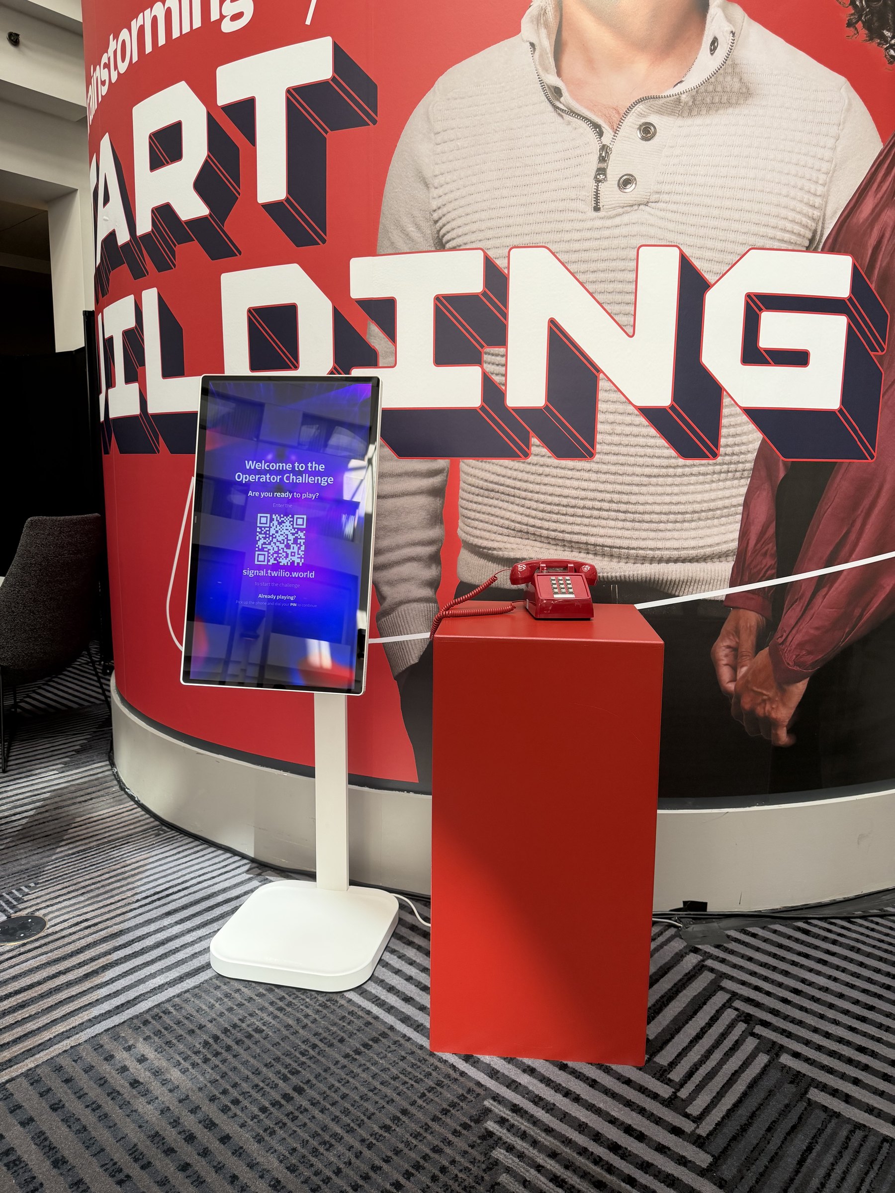 Custom Twilio activation with an interactive kiosk and red telephone